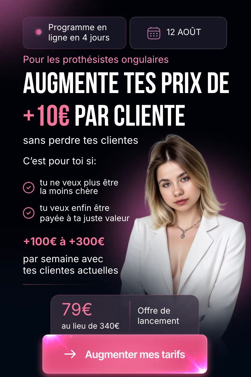 Landing page — Prothésiste ongulaire, augmenter ses tarifs